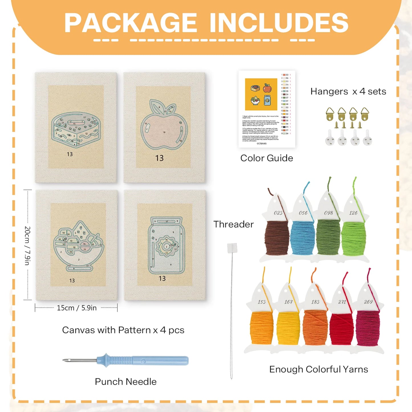 Sweet & Savory | 4x Mini Punch Needle