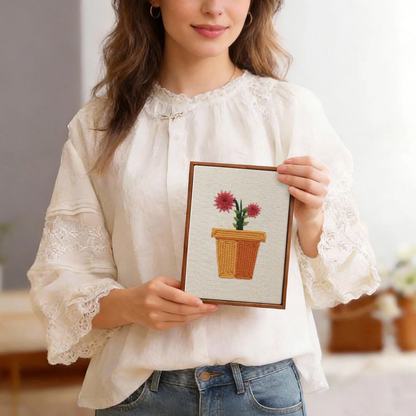 Petals & Pot | 4x Mini Punch Needle