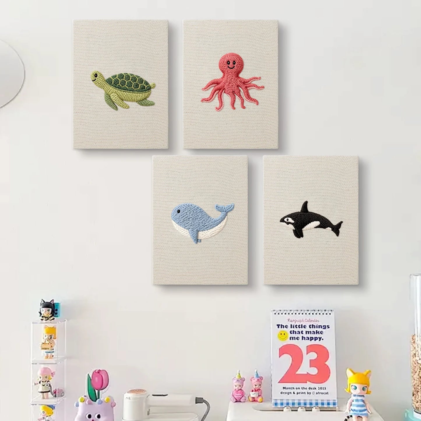 Sea animals | 4x Mini Punch Needle