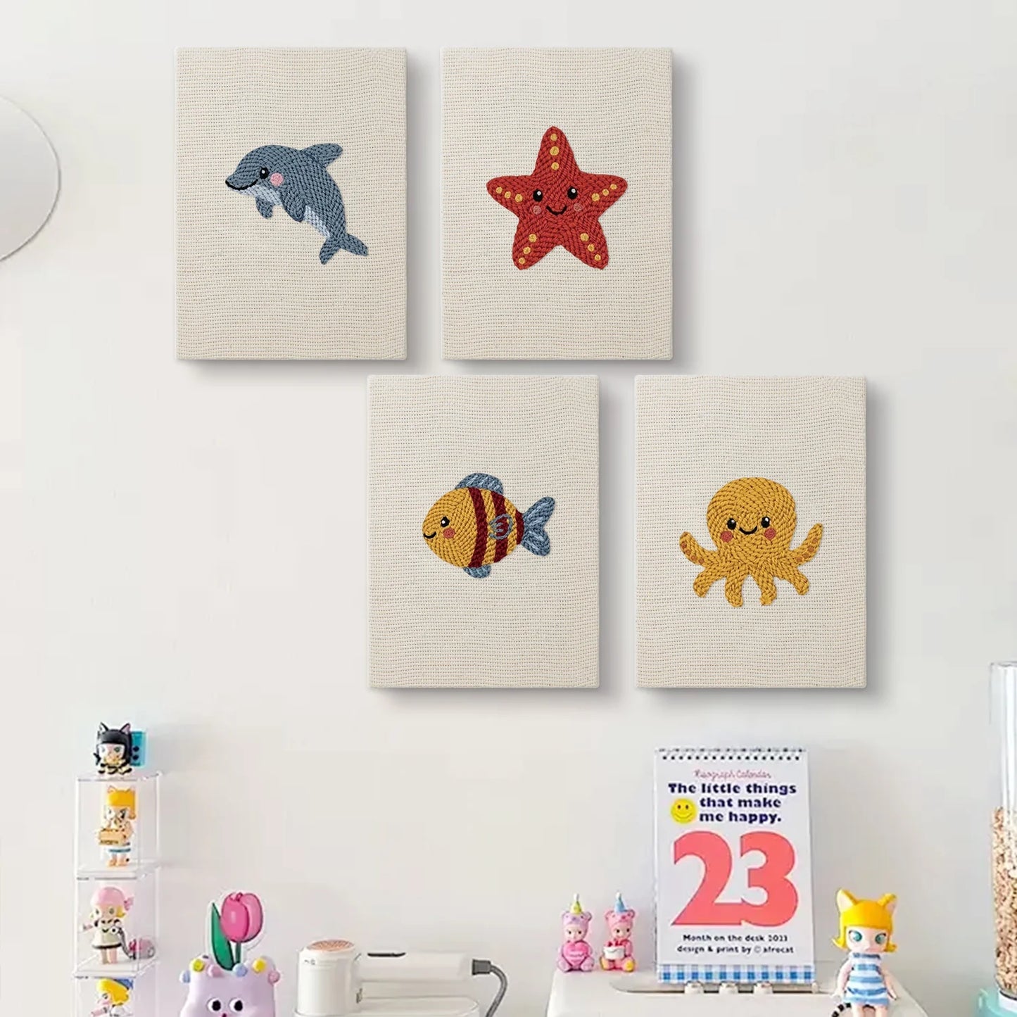 Sea Friends | 4x Mini Punch Needle