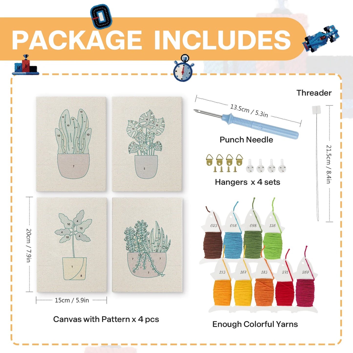 Gracious Plants | 4x Mini Punch Needle