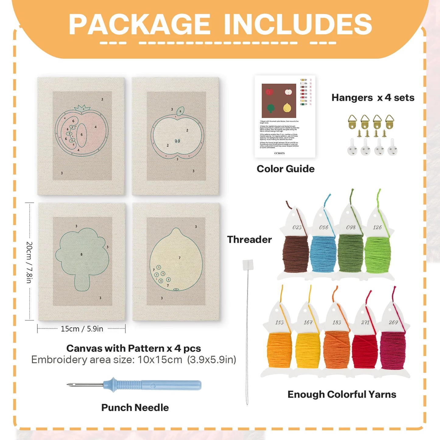 Healthy Vegetables | 4x Mini Punch Needle