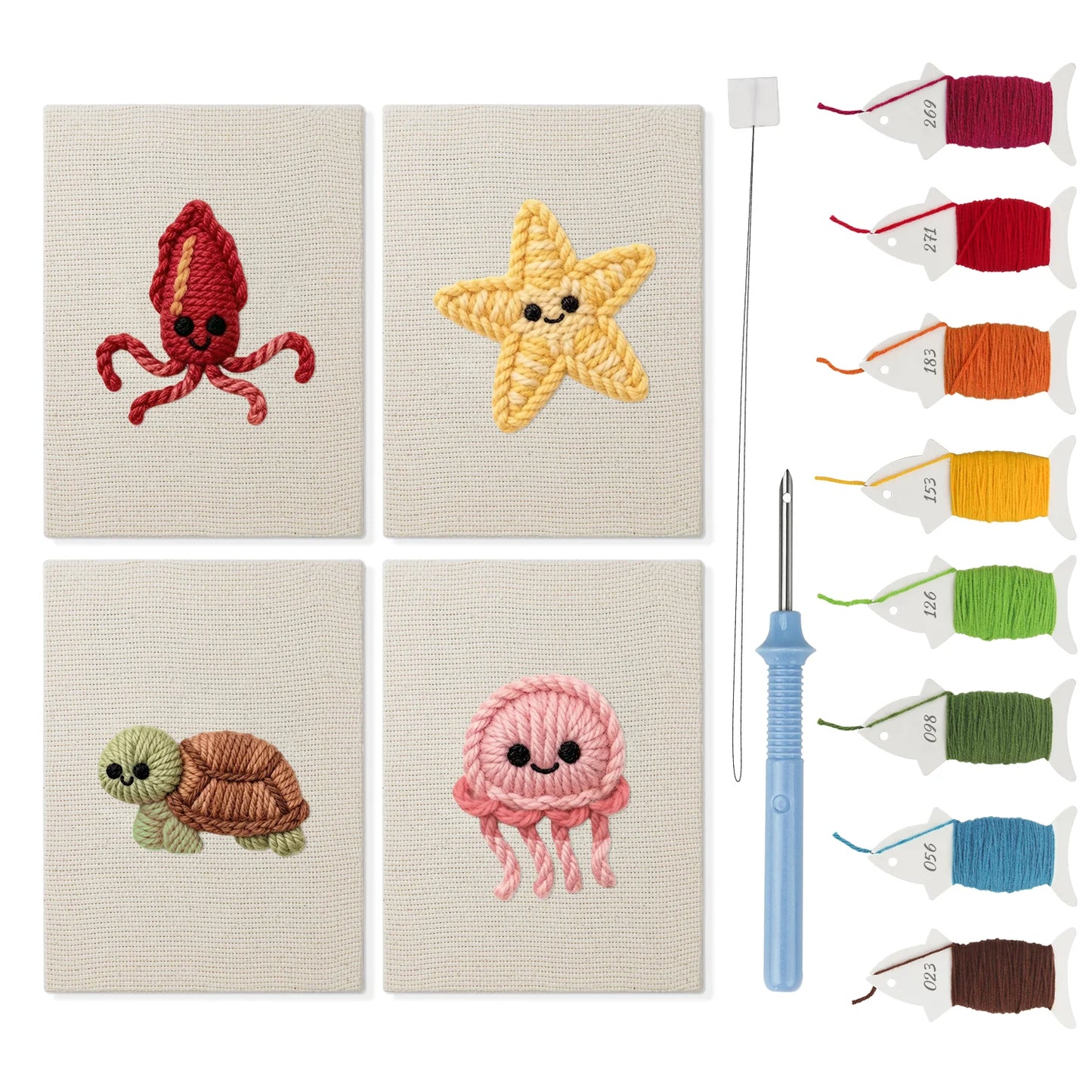 Lachende Zee | 4x Mini Punch Needle