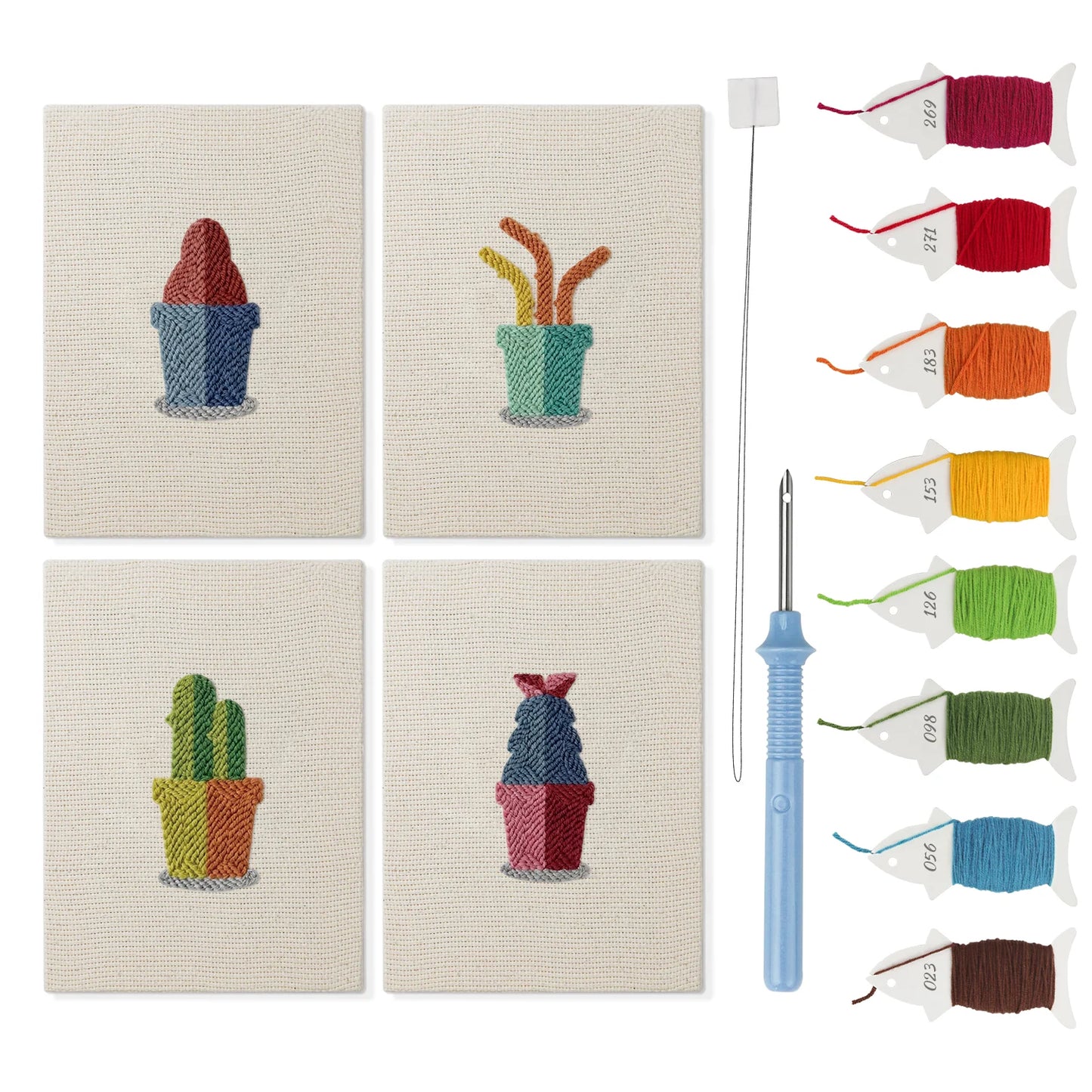 Cactus Color-Block | 4x Mini Punch Needle