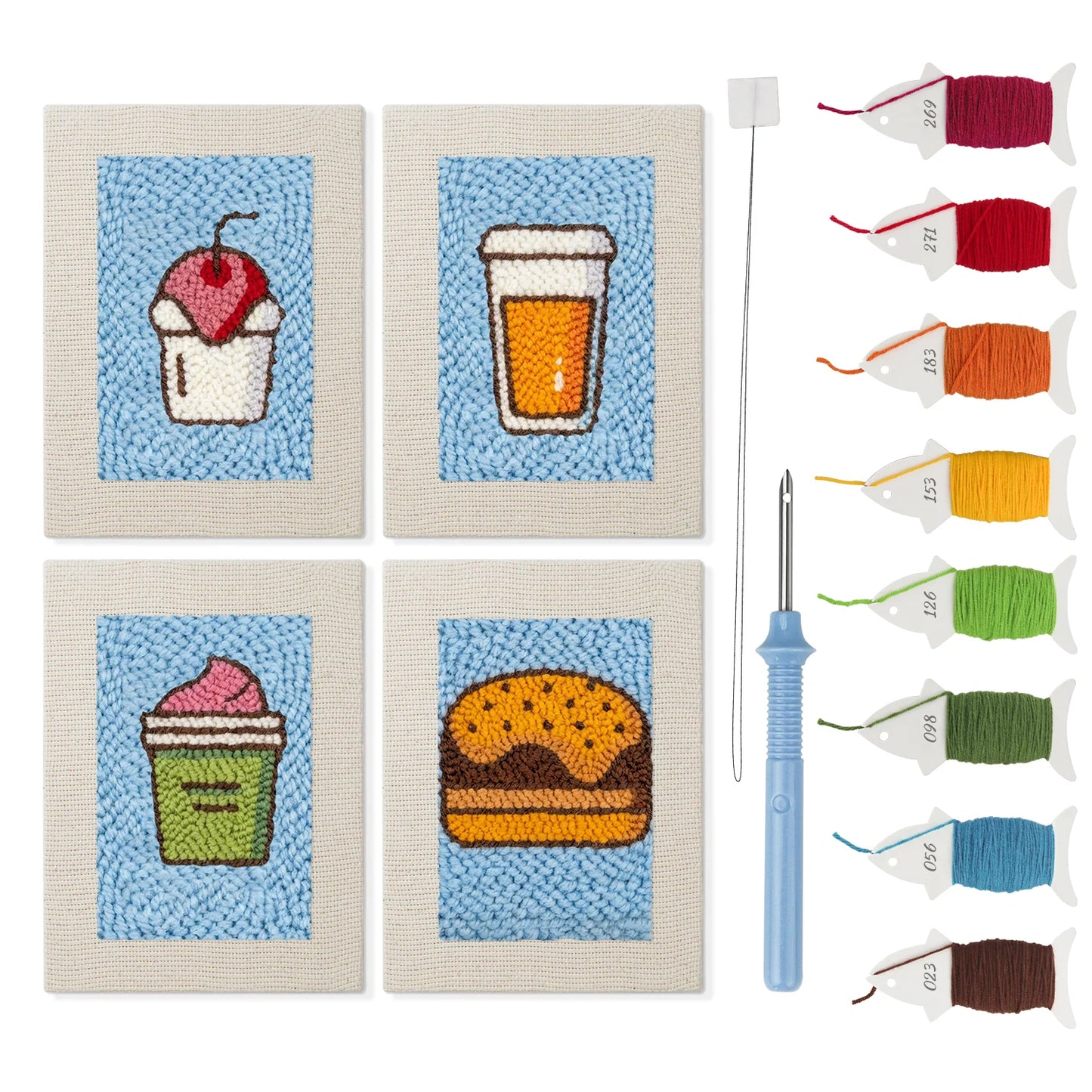 The Bright Blue Bistro | 4x Mini Punch Needle