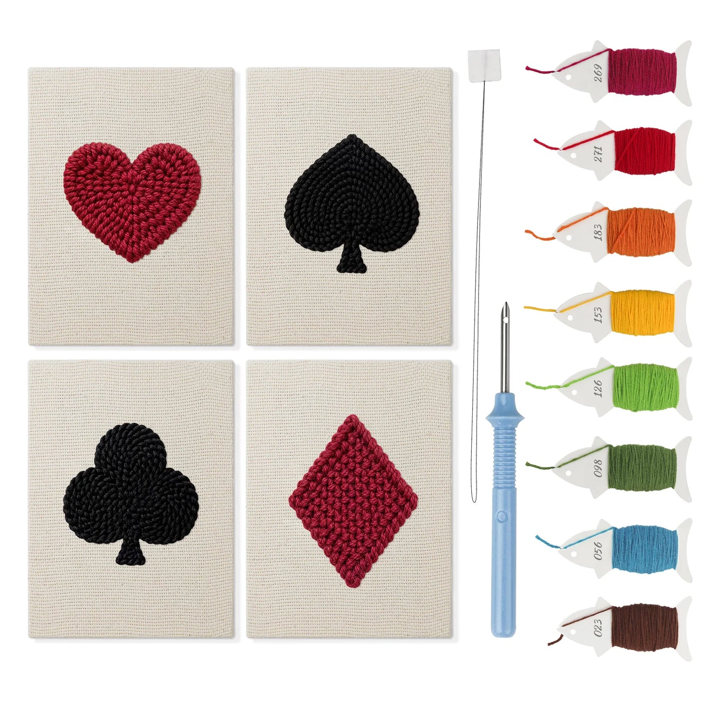 Playing Cards | 4x Mini Punch Needle