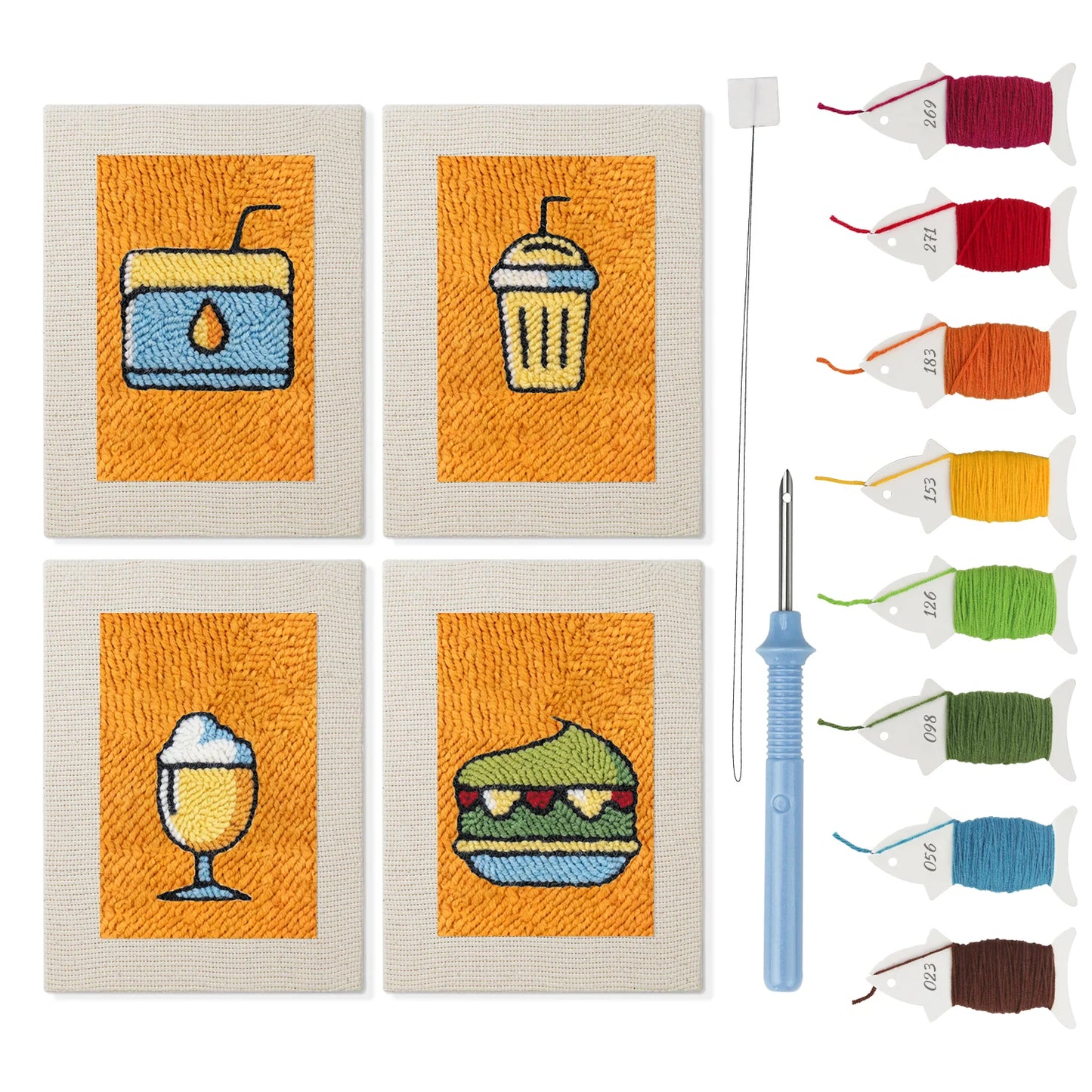 Fast Food | 4x Mini Punch Needle