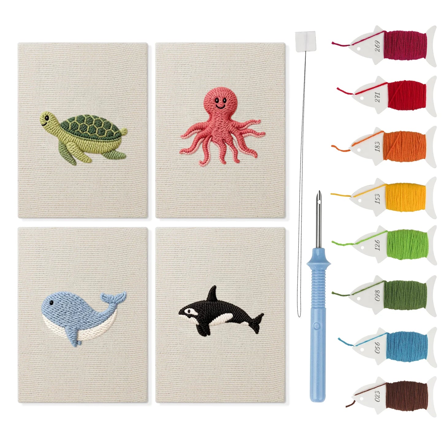 Sea animals | 4x Mini Punch Needle