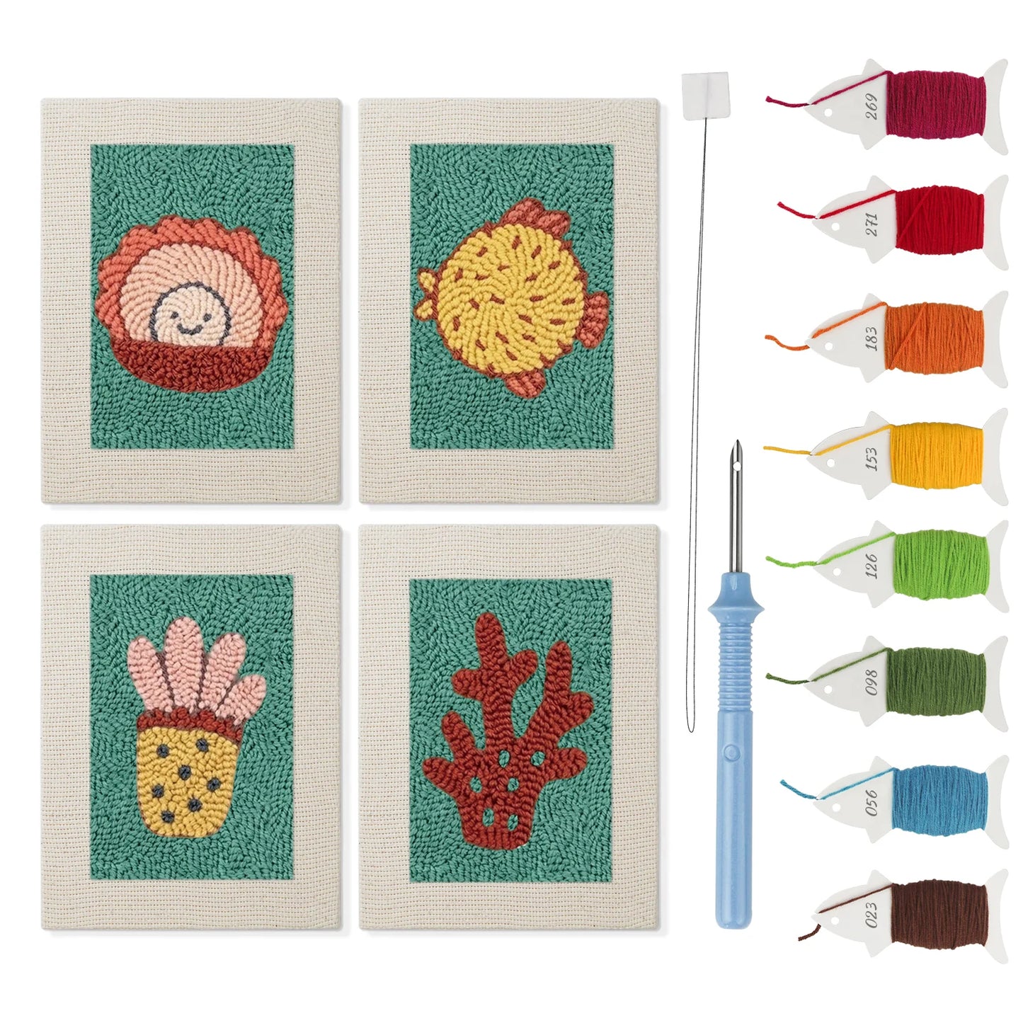 Coral Reef | 4x Mini Punch Needle