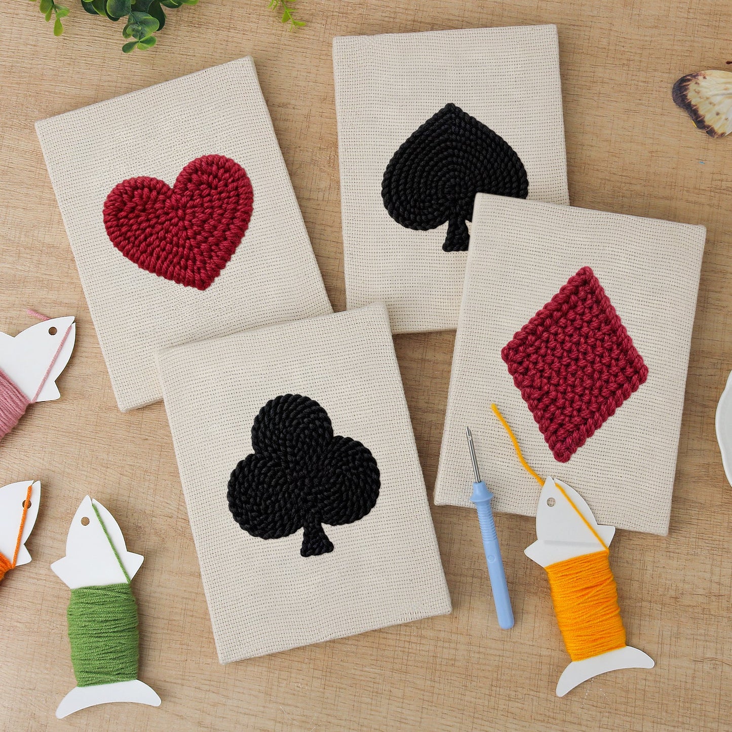 Playing Cards | 4x Mini Punch Needle
