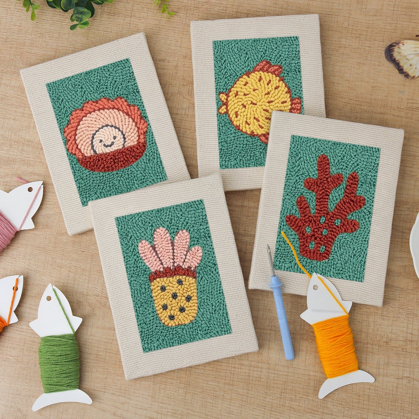 Coral Reef | 4x Mini Punch Needle