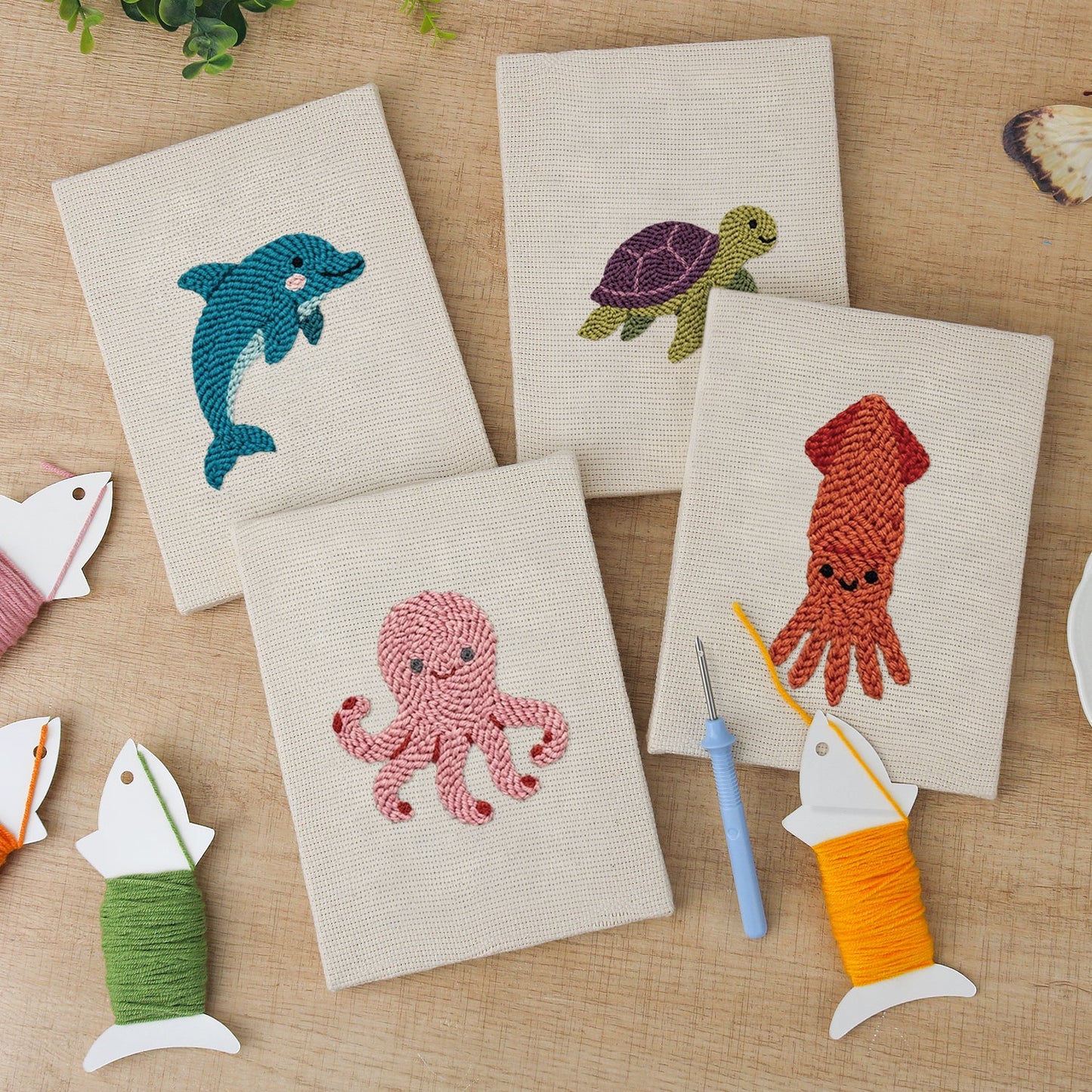 Ocean Friends | 4x Mini Punch Needle