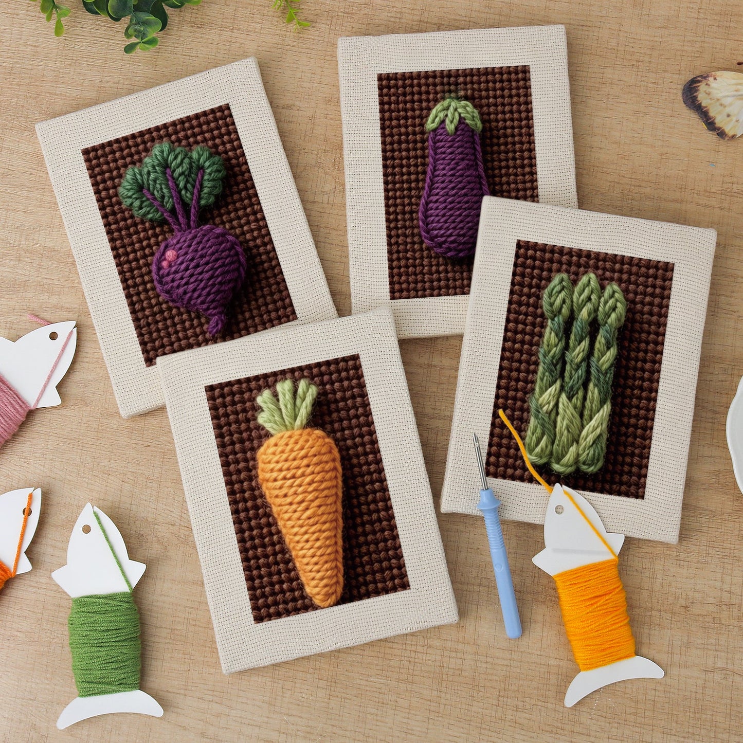 Vegetables | 4x Mini Punch Needle