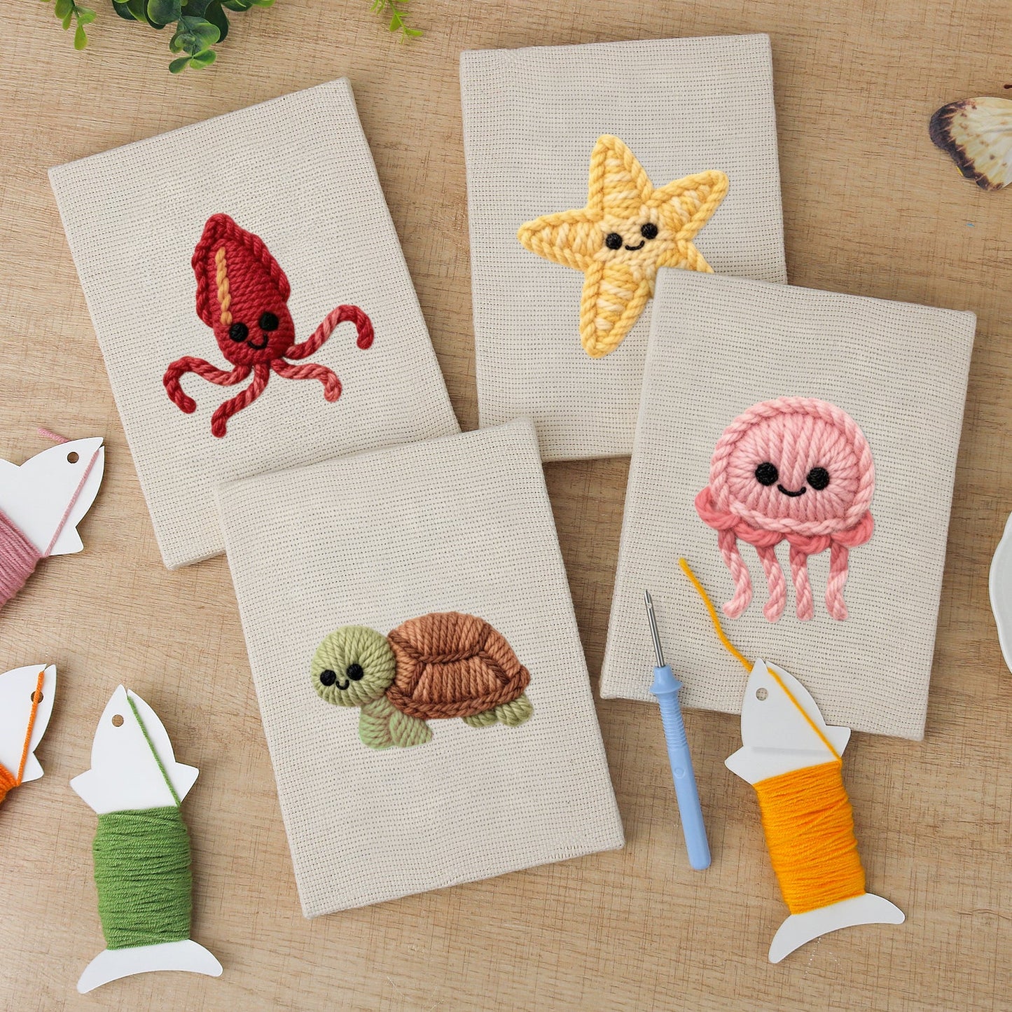 Lachende Zee | 4x Mini Punch Needle