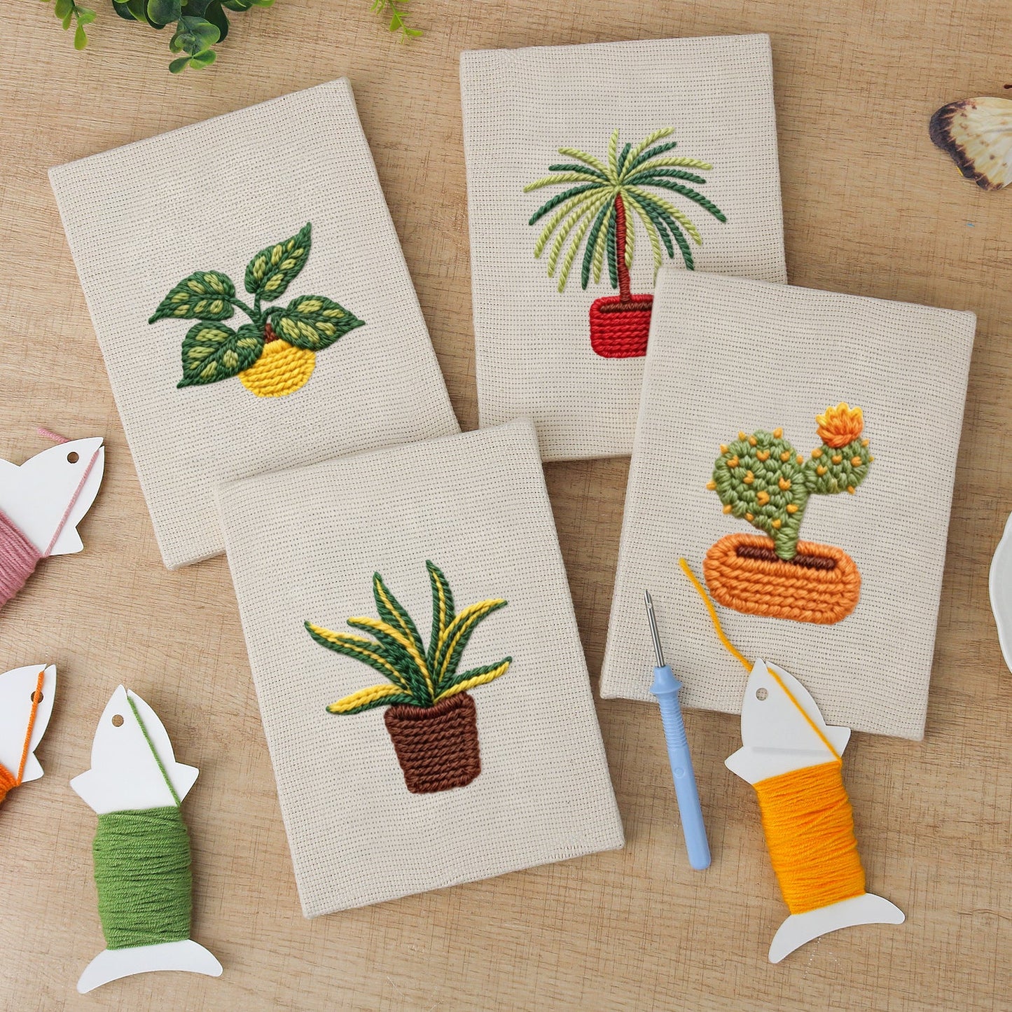 Exotic Foliage | 4x Mini Punch Needle