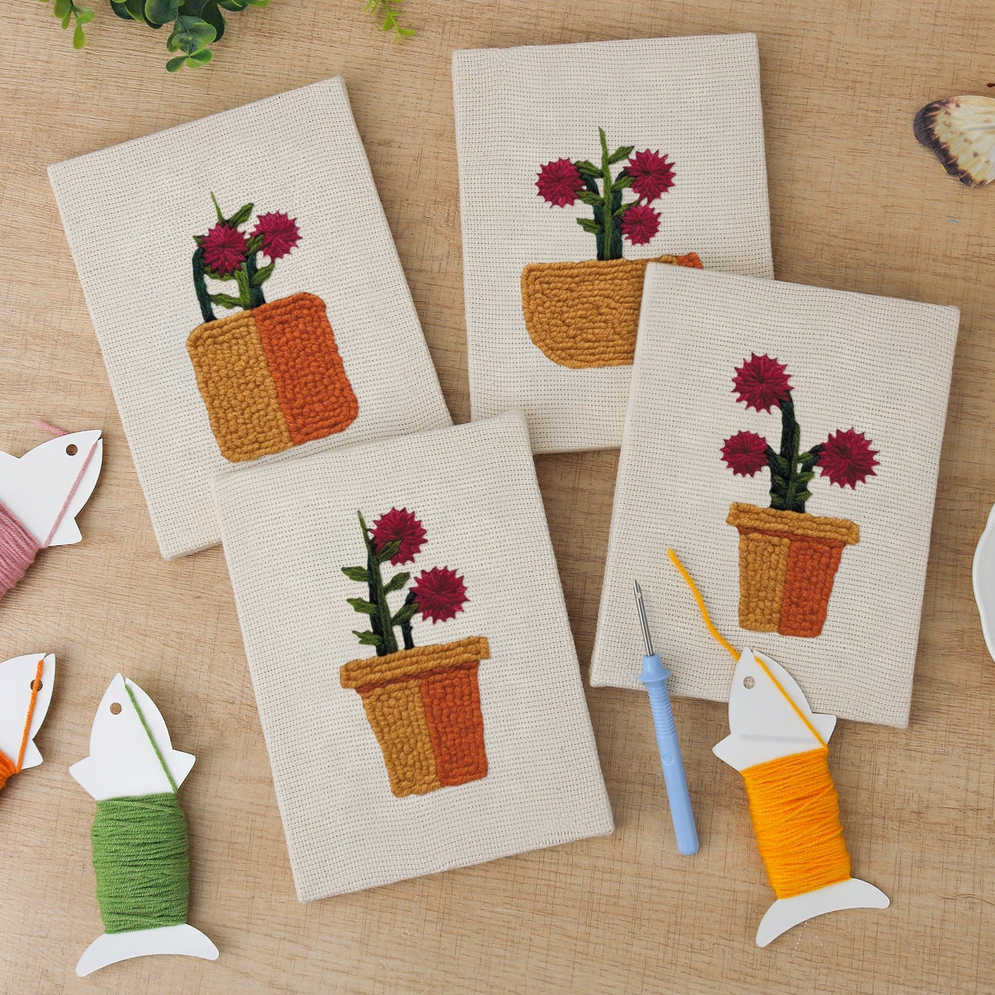 Autumn Leaves | 4x Mini Punch Needle