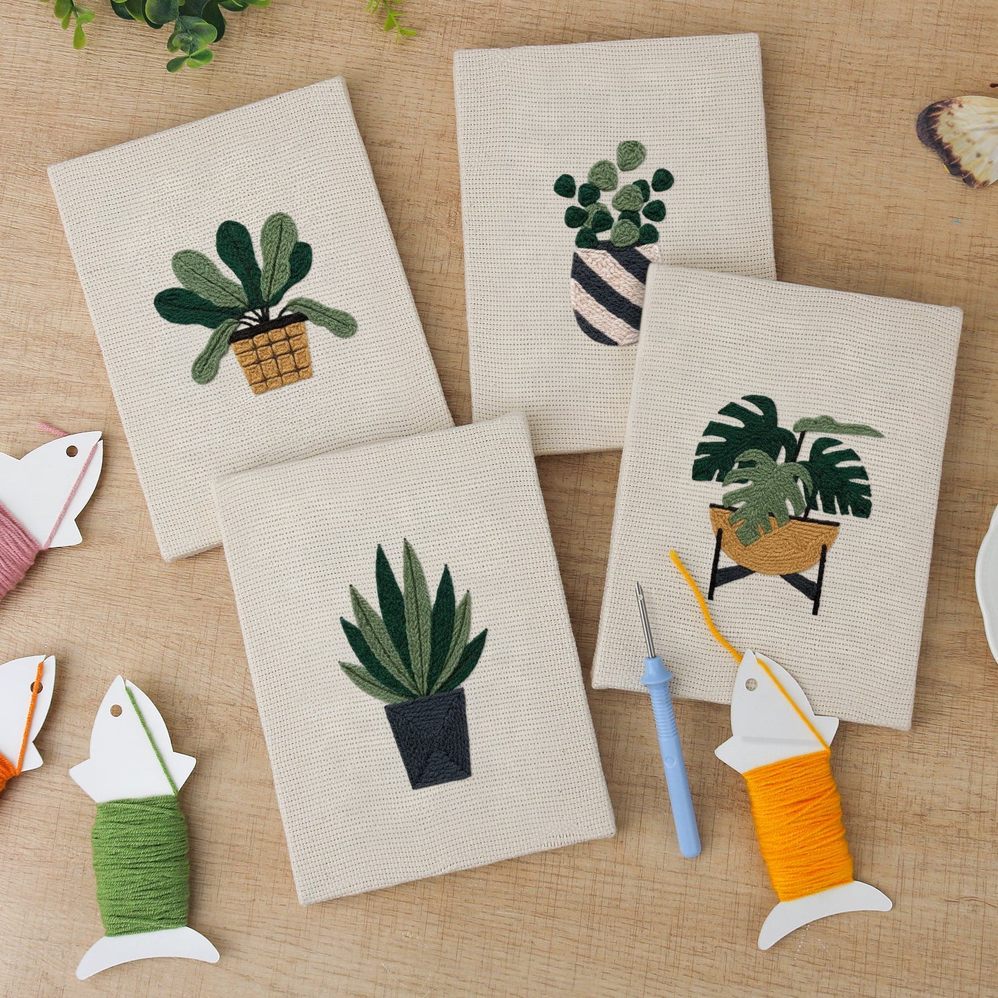 Modern Botanical | 4x Mini Punch Needle