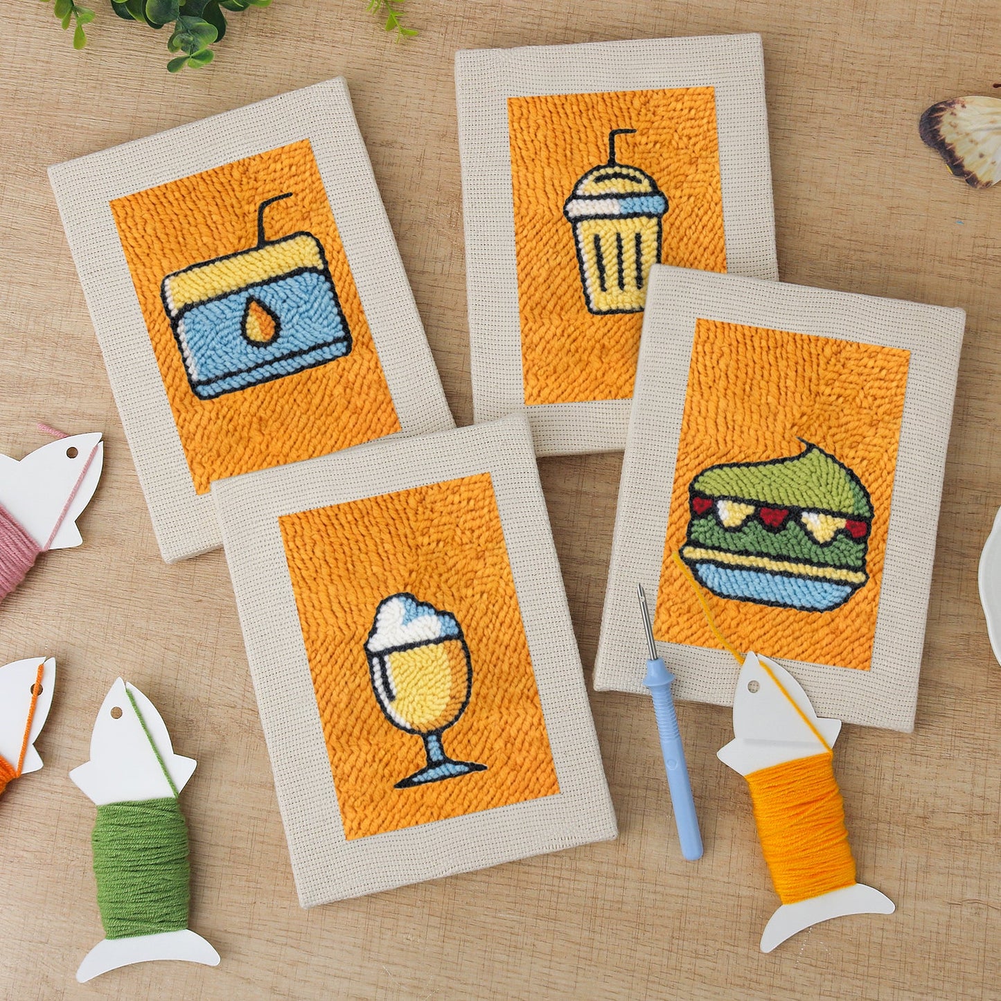 Fast Food | 4x Mini Punch Needle