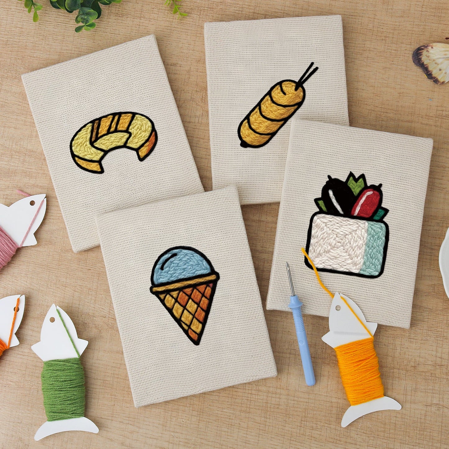 Snack Time | 4x Mini Punch Needle