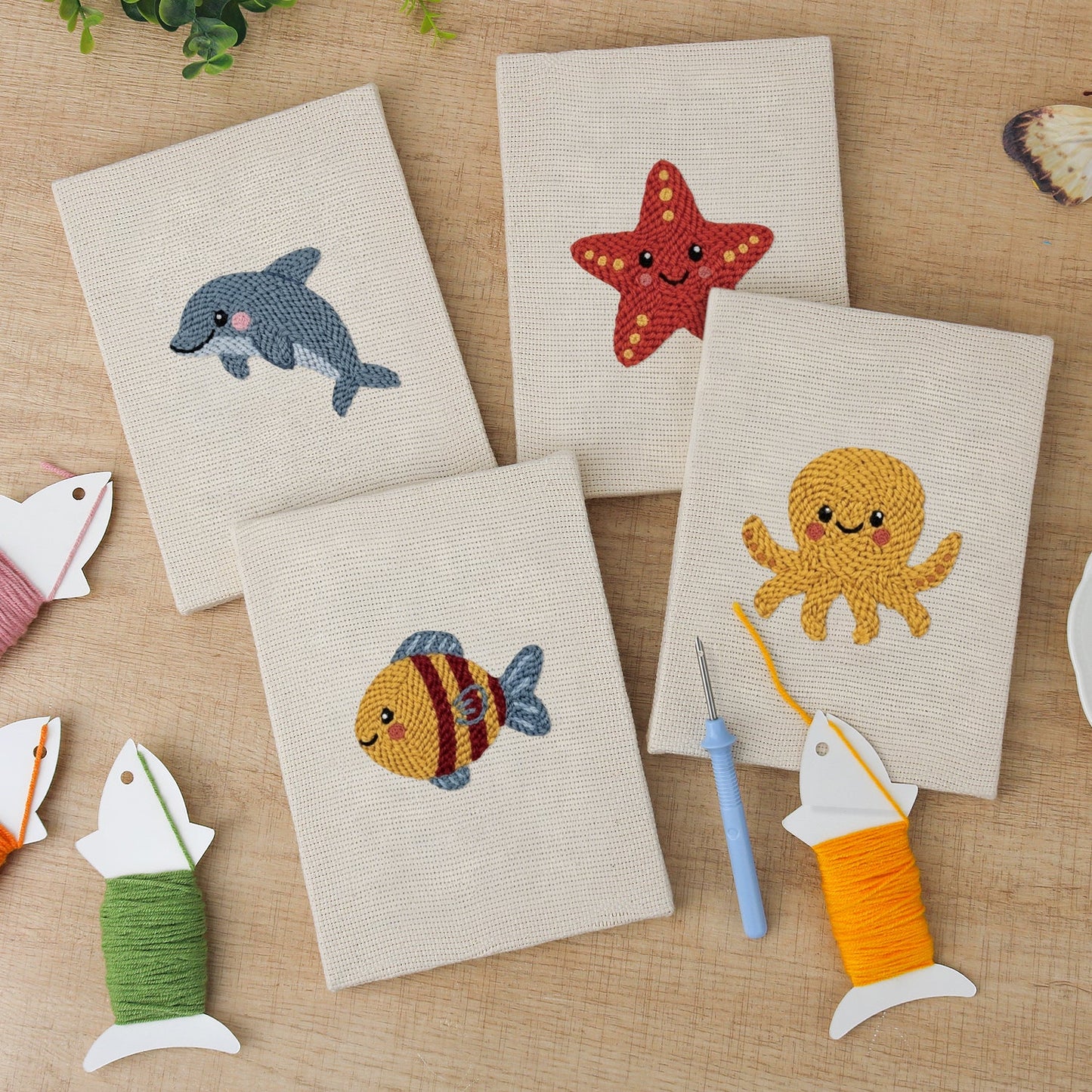 Sea Friends | 4x Mini Punch Needle