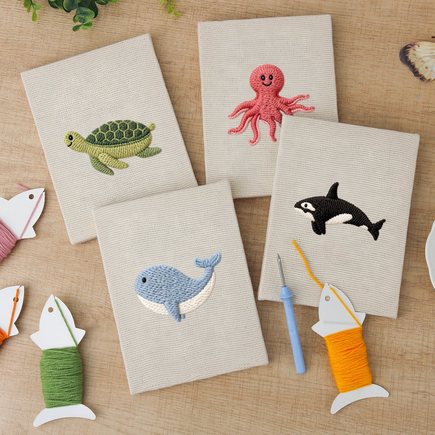 Sea animals | 4x Mini Punch Needle
