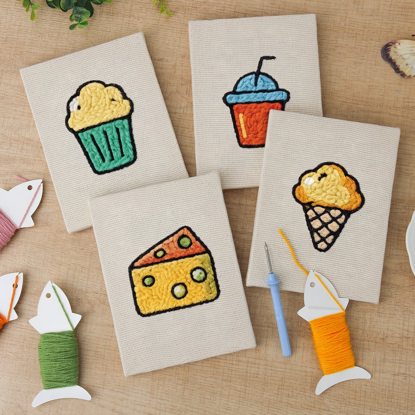 Snack Time | 4x Mini Punch Needle
