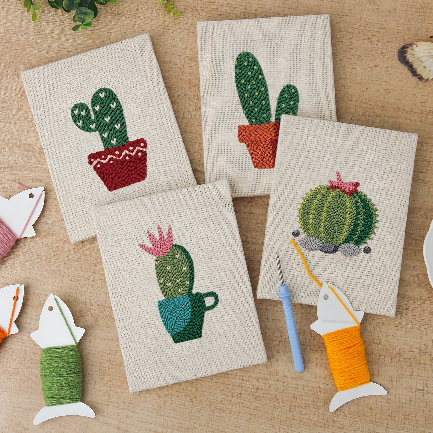 Desert Flowers | 4x Mini Punch Needle