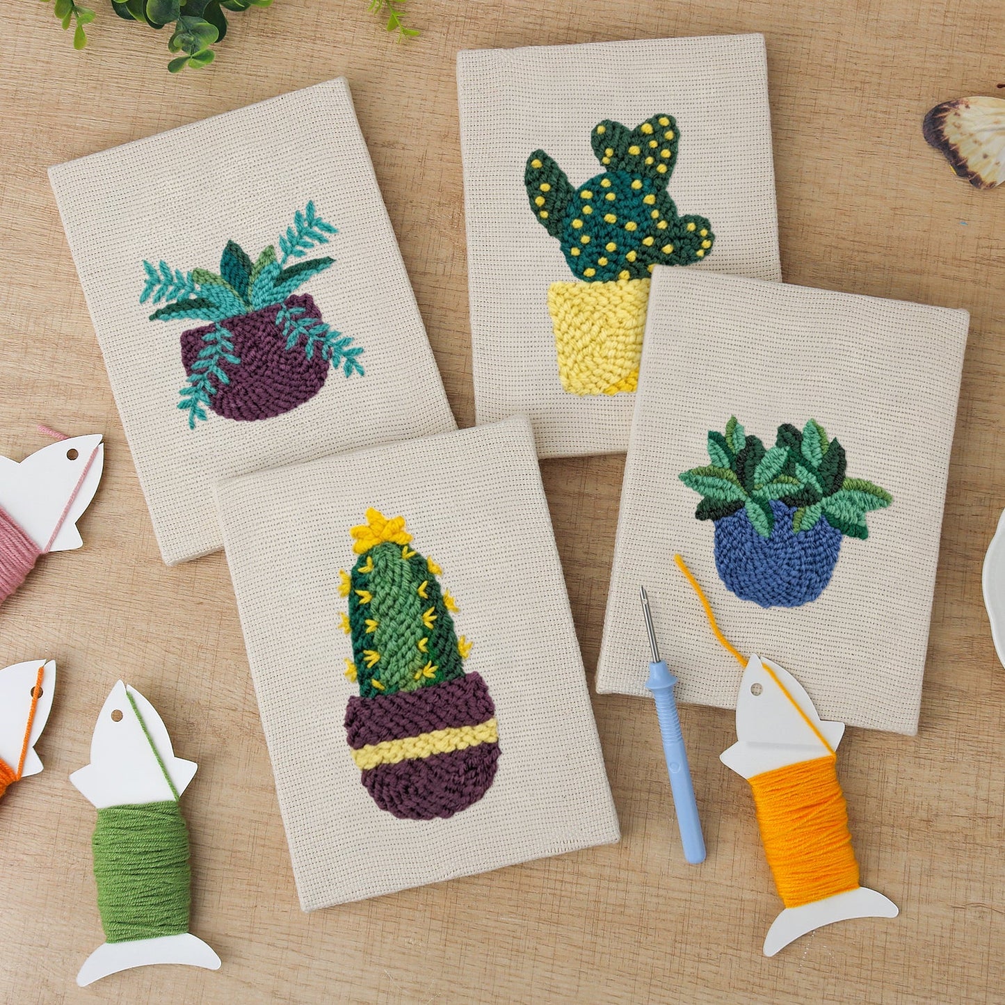 Green & Abundance | 4x Mini Punch Needle