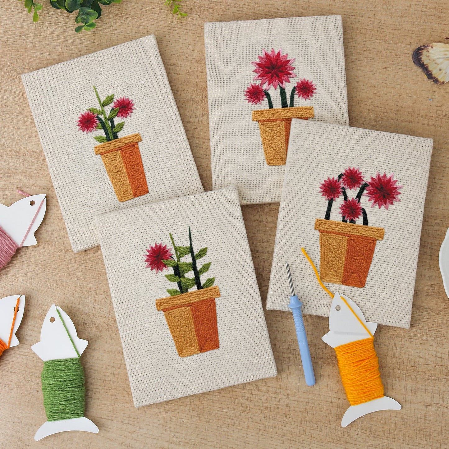 The Sun-Drenched Garden | 4x Mini Punch Needle