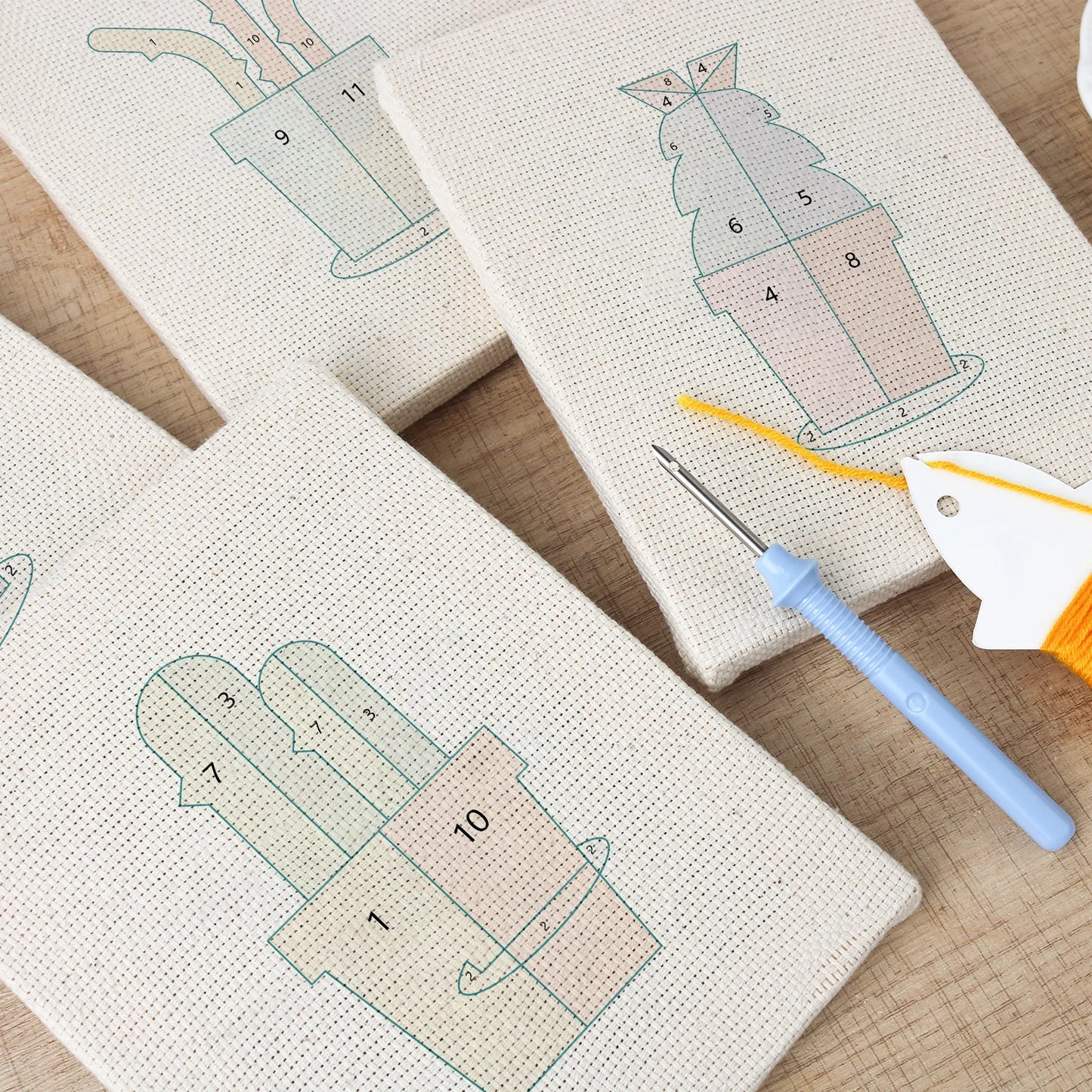 Cactus Color-Block | 4x Mini Punch Needle