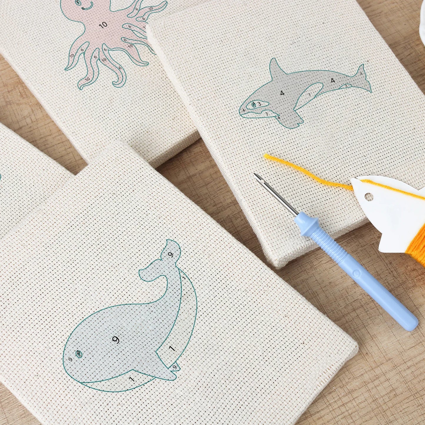 Sea animals | 4x Mini Punch Needle