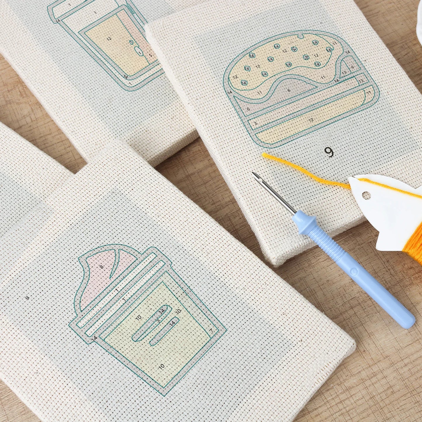 The Bright Blue Bistro | 4x Mini Punch Needle