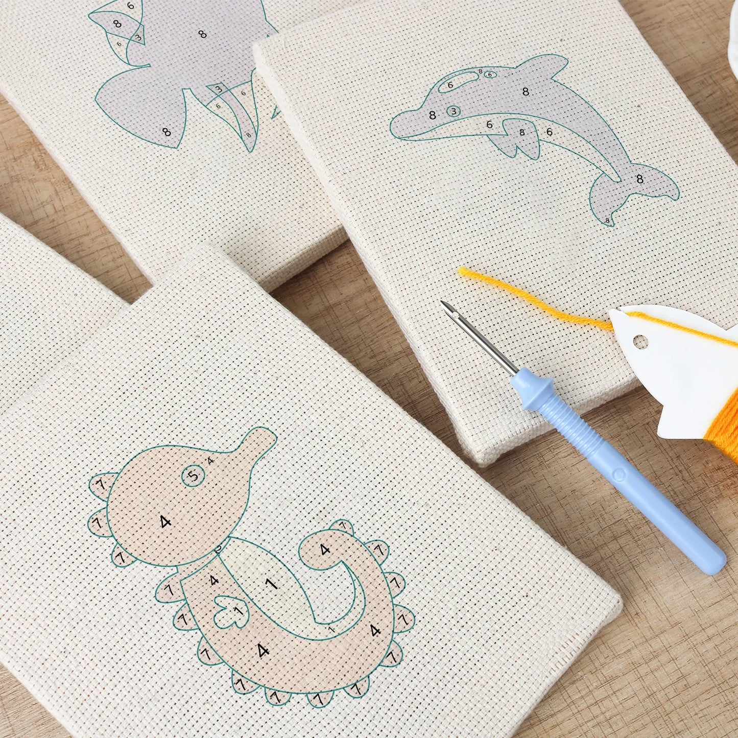 Fish & Dolphins | 4x Mini Punch Needle