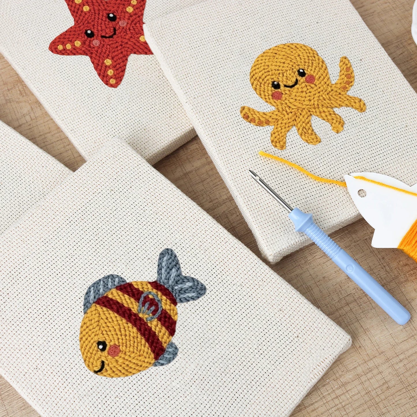 Sea Friends | 4x Mini Punch Needle