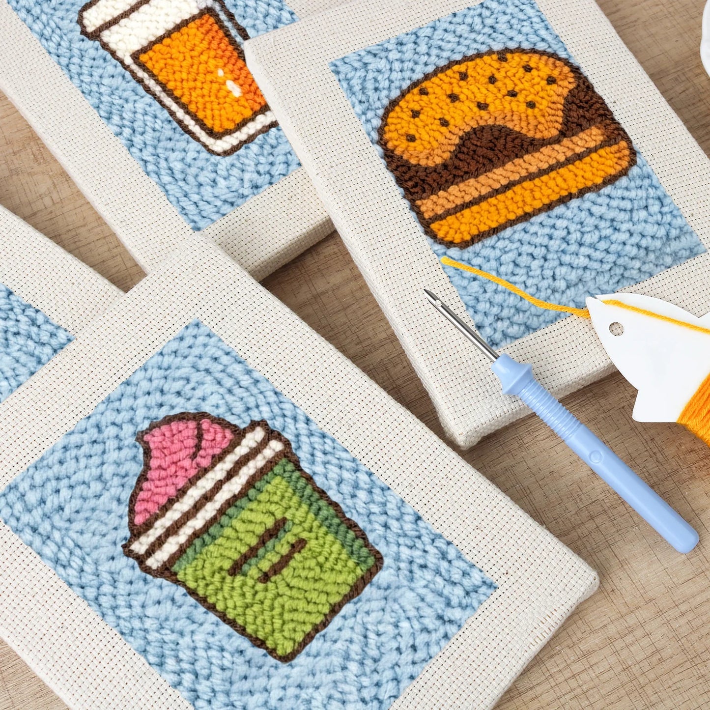 The Bright Blue Bistro | 4x Mini Punch Needle