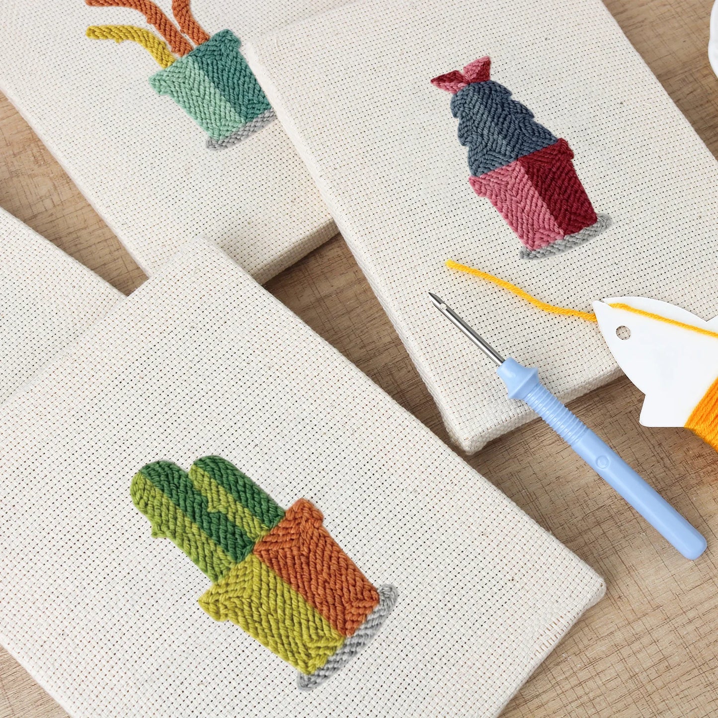 Cactus Color-Block | 4x Mini Punch Needle